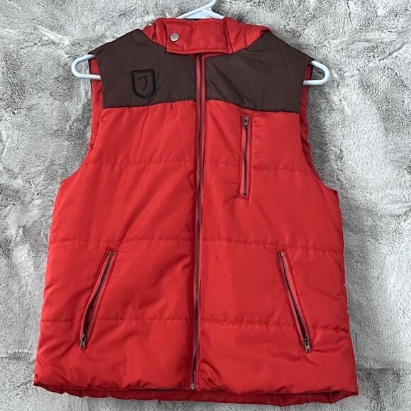 NWT Tomb Raider Burnt Orange and Brown Puffer Vest with Faux Fur Size Small - Picture 1 of 12